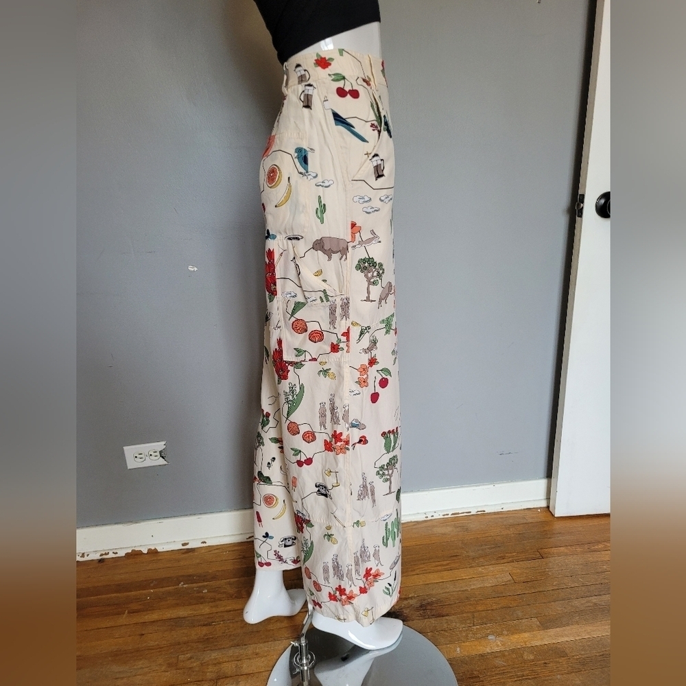 Tory Burch Silk Printed Wide Leg Pants, VGUC, Size 8 - Picture 3 of 9